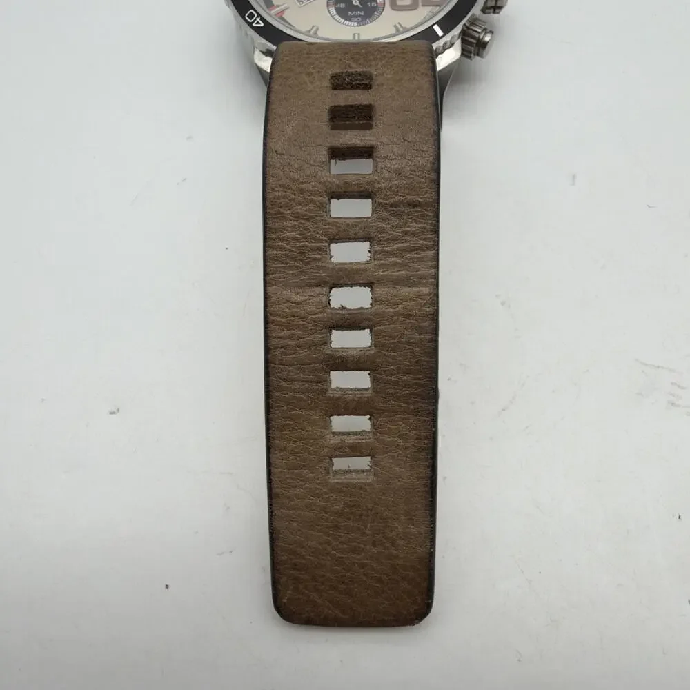 MENS DIESEL DOUBLE DOWN WATCH DZ4310 BROWN LEATHER STRAP 10 BAR WATER RESISTANT